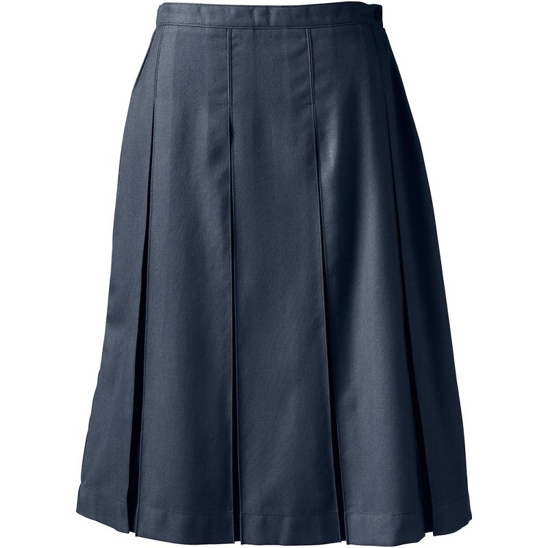 Lands' End Lands' End School Uniform Women's Solid Box Pleat Skirt Below the Knee, 1 of 3