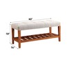 GDFStudio Isaac Button Tufted Fabric Upholstered Wood 40“ Bench with Shelf - 3 of 4