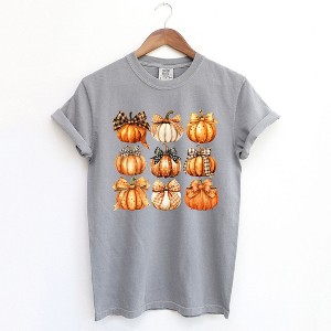 Simply Sage Market Women's Coquette Fall Pumpkin Chart Short Sleeve Garment Dyed Tee - 1 of 4