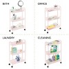 mDesign Steel Slim Rolling Utility Cart Storage Organizer, Shelves - Light Pink - 3 of 4