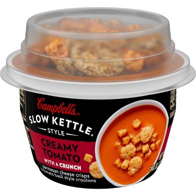 Campbell's Slow Kettle Style Creamy Tomato Soup with Croutons Microwavable Cup - 7oz