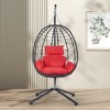 SKRAN Hanging Egg Chair, Swing Basket Egg Chairs with Stand Wicker, UV Resistant Removable & Washable Cushions for Bedroom Porch - 2 of 4