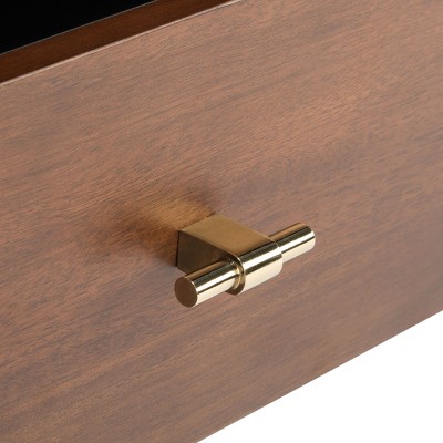 Genevieve 54" White and Walnut TV Stand with Gold Legs