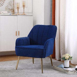 KTMBDW Modern Accent Chair, Velvet Armchair with Cozy Soft Padded for Living Room, Bedroom, Office - 1 of 4