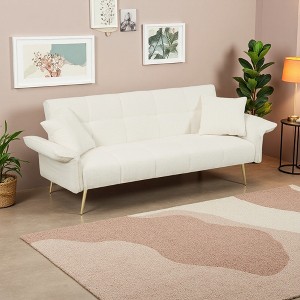 70" Teddy Fleece 2-in-1 Sofa Bed with Adjustable Arms & Backrest - 1 of 4