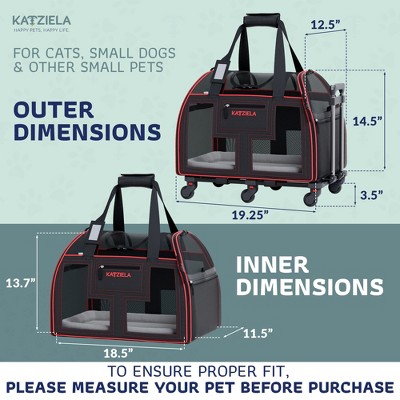 Black and Red Rolling Pet Carrier with Telescopic Handle