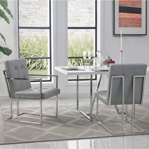 Inspired Home Vanderbilt Button Tufted Dining Chair with Stainless Steel Frame (Set of 2) - 1 of 4
