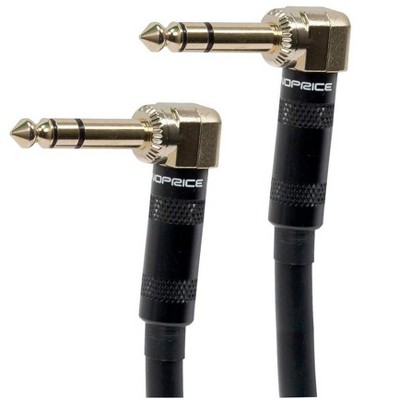 Monoprice Pro Audio Cable - 10 Feet - Black | 1/4 Inch (TRS) Right Angle Male to Right Angle Male 16AWG Cable Cord (Gold Plated) - Premier Series