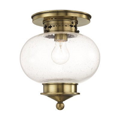Livex Lighting Harbor 1 - Light Flush Mount in  Antique Brass