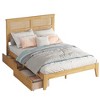 Dolonm Solid Rubber Wood Bed with Rattan Headboard, Underbed Storage & Support Feet - 2 of 4