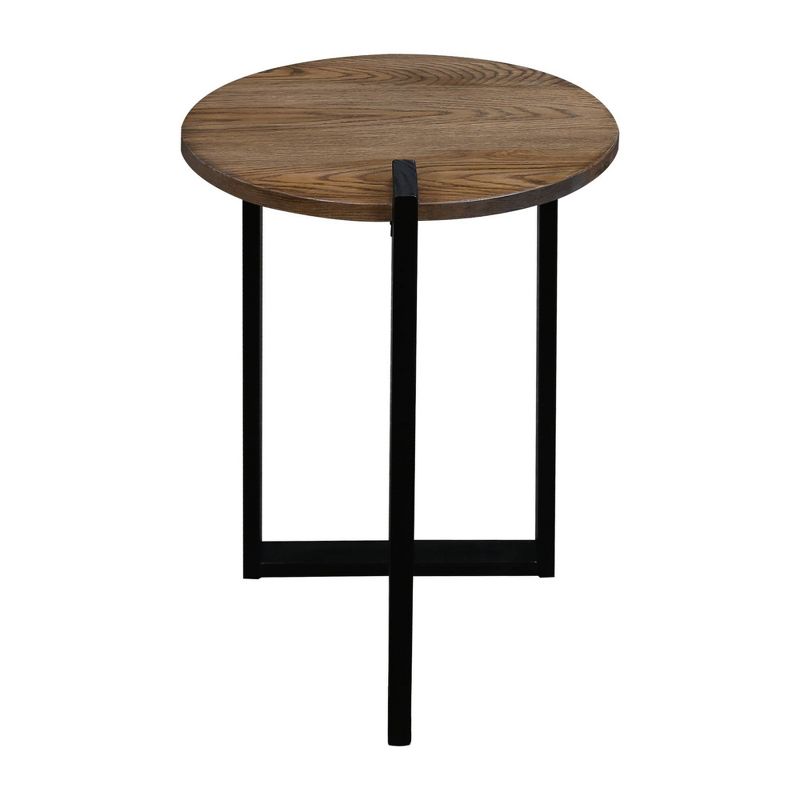 Contemporary Round End Table Gray/Black - Flora Home, 3 of 10