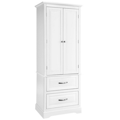 Costway 62'' Tall Bathroom Freestanding Floor Storage Cabinet with  2 Doors Shelves Drawers