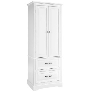 Costway 62'' Tall Bathroom Freestanding Floor Storage Cabinet with  2 Doors Shelves Drawers - 1 of 4