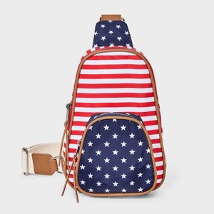 Mad Love Americana Sling Crossbody Bag - Light Brown/Red - 1 of 4