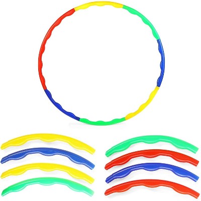 Okuna Outpost 2 Pack Adjustable Hoops for Kids, Learning Game, 16 Sections, Multi Colored