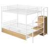 NicBex Twin Over Full Metal Bunk Bed,Versatile Loft Bed with Lateral Storage Ladder and Wardrobe for Bedroom,Black/White - 4 of 4