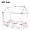 MAYEERTY Twin Size Metal House Bed Frame, Fence, Kids Teens Bedroom, Pink - 3 of 4