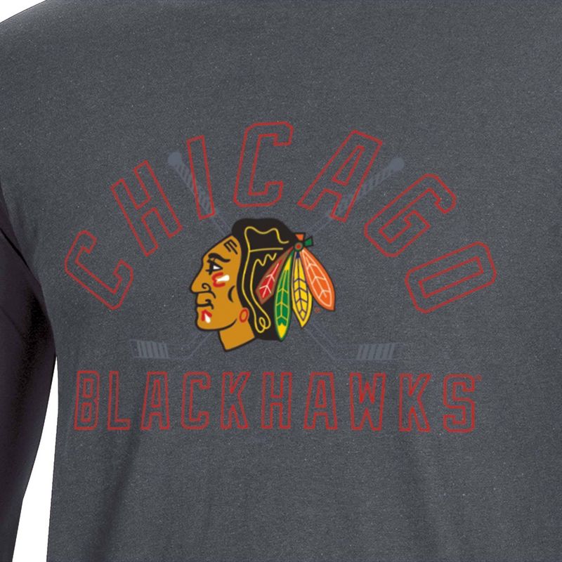 NHL Chicago Blackhawks Men&#39;s Charcoal Long Sleeve T-Shirt, 3 of 4