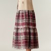 Anna-Kaci Women's High Waist Plaid Midi Skirt with Soft Textured Fabric and Tiered A-Line Silhouette - 4 of 4