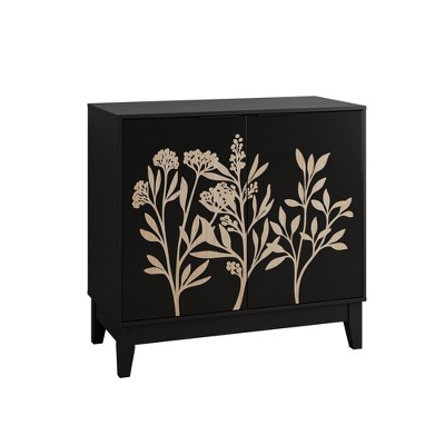 Lirago 31.5''W Vintage Flower Carved Sideboard Cabinet with 2 Doors Adjustable Shelves Accent cabinet with doors