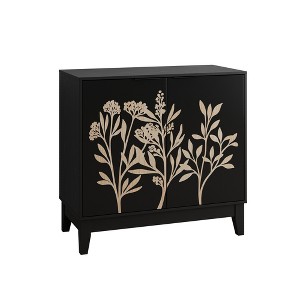 Lirago 31.5''W Vintage Flower Carved Sideboard Cabinet with 2 Doors Adjustable Shelves Accent cabinet with doors - 1 of 4