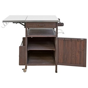GlasFlength Decorative Storage Cabinets, Wood Frame, with Drawer, Grooved Sliding, Table with Hooks, Red, 40.5"*21"*36.25" - 1 of 4