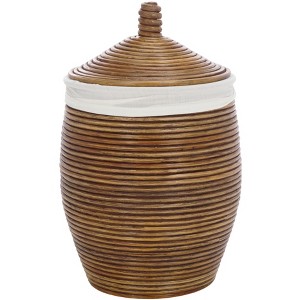 Mikkel Laundry Basket - HAC6503 - White/Honey Brown Wash - Safavieh - 1 of 4