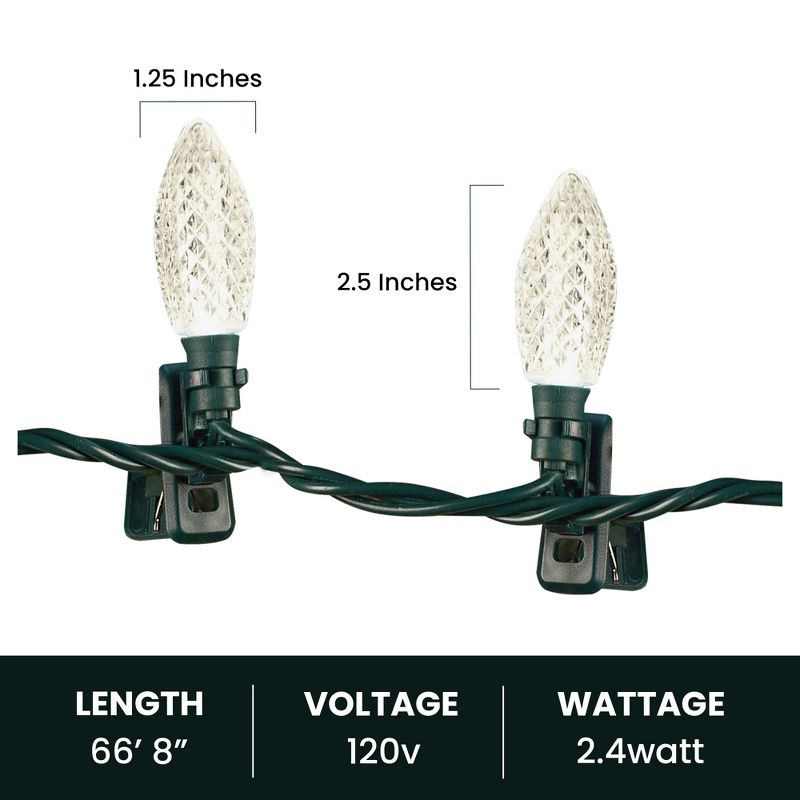 NOMA Quick Clip C9 LED Christmas String Lights, 66.8 Foot, 4 of 8