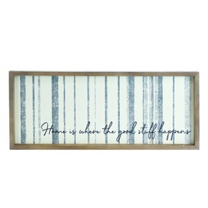 VIP Wood 23.63 in. White Home Line Print Sign - 1 of 2