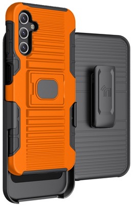 Nakedcellphone Rugged Case with Stand and Belt Clip Holster for Samsung Galaxy A14 5G Phone