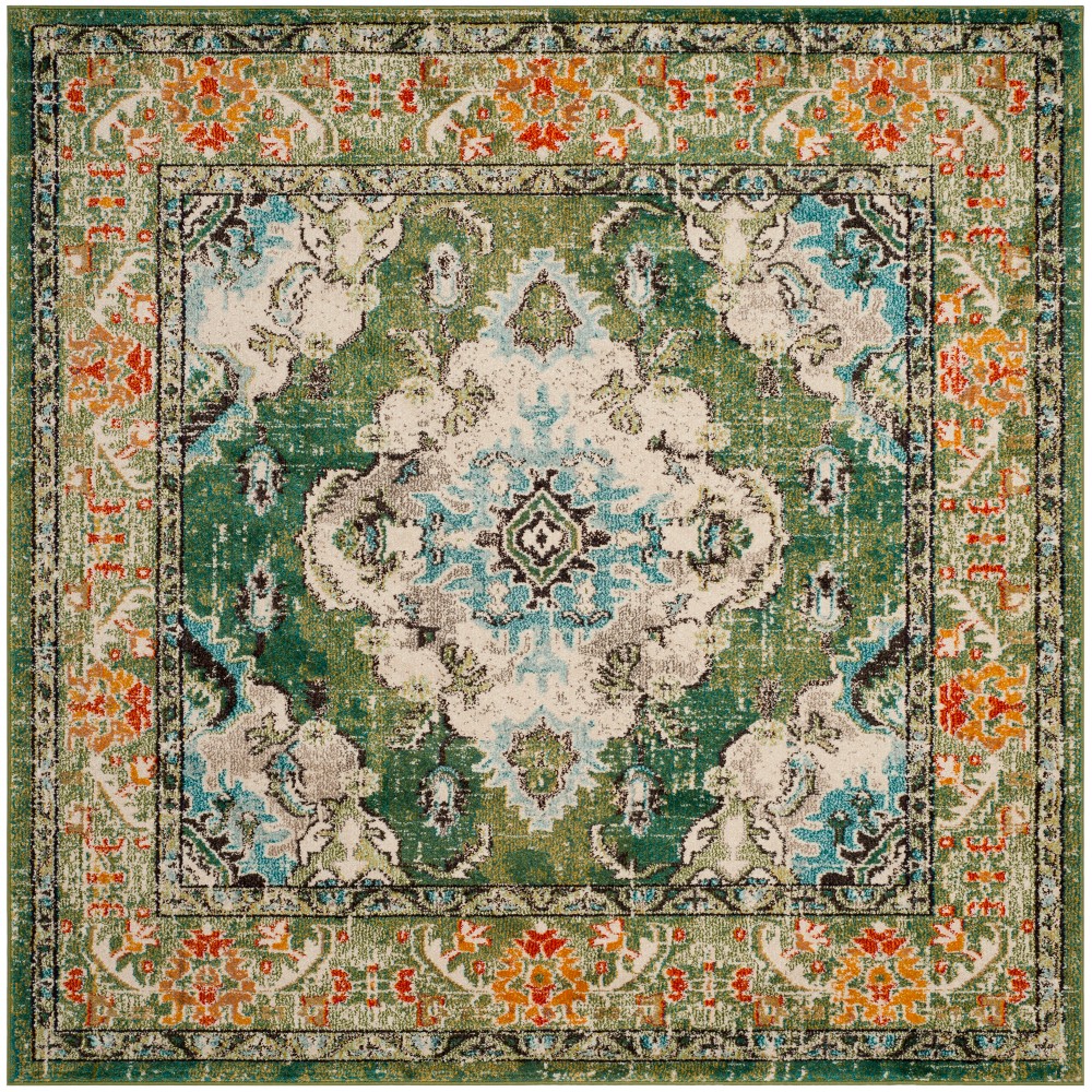 7'x7' Medallion Square Area Rug Green/Light Blue - Safavieh