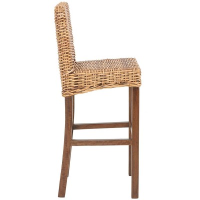 Tobie Honey Brown Wash Rattan Bar Stool with Footrest