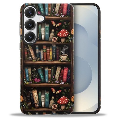 BONGEEK Case Compatible with Samsung Galaxy S25 Plus,Scratch Resistant Hybrid 2-Layer Hard Shell Bright Phone Case,Book Butterfly Mushroom Flower
