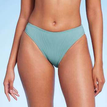 Women's High Waist High Leg Ribbed Medium Coverage Bikini Bottom - Shade &  Shore™ Green Xs : Target