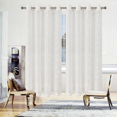 Superior Sheer Bohemian Floral Scroll Curtain Set with 2 Panels by Blue Nile Mills
