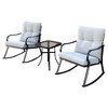 Modern Accent 2 Seater Rocker Teapoy Set Of 3, Upholstered Rocker Armchair, Patio Furniture Porch Chairs, Soft Cushions Rocker - 3 of 4