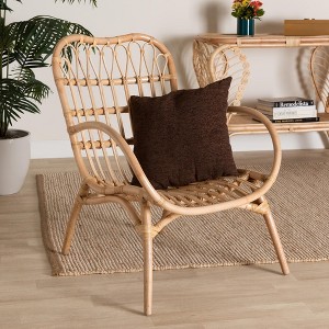 bali & pari Bajo Modern Bohemian Natural Brown Rattan Arm Chair - 1 of 4