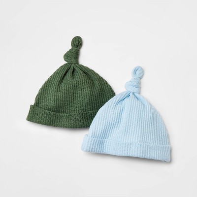 Image of Baby 2pk Waffle Hat - Cloud Island™ Blue Newborn