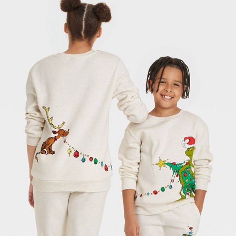 Kids The Grinch Family Pullover Sweatshirt Oatmeal Beige Target