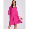 INSPIRE CHIC Women's Round Neck Semi Sheer 3/4 Bell Sleeve Asymmetrical Layered Tiered Midi Dress - 4 of 4