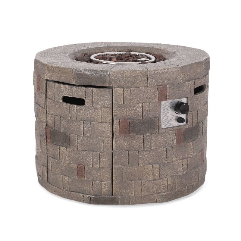 Dino Lightweight 31.75&#34; Concrete Gas Fire Pit Brown - Christopher Knight Home, 1 of 8