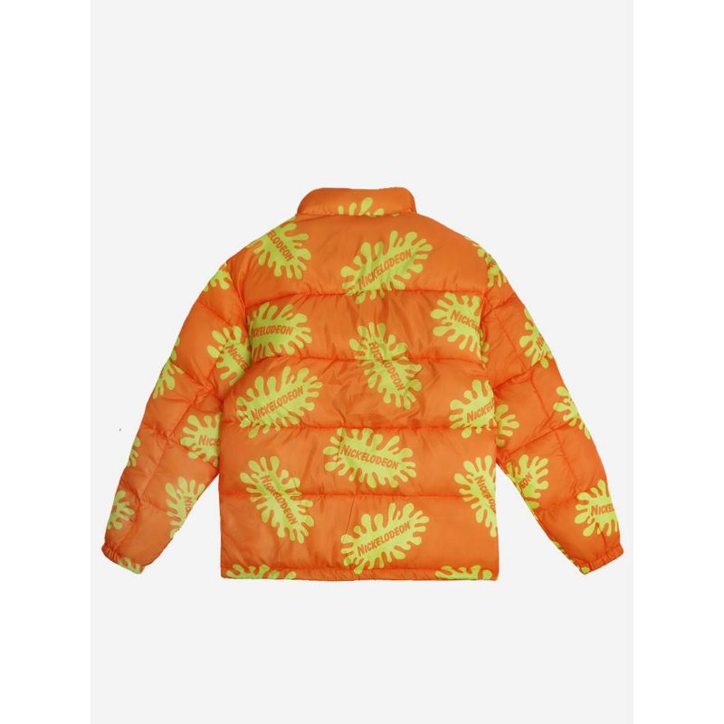 Nickelodeon Repeat Logo Long Sleeve Orange Quilted Puffer Jacket, 2 of 3