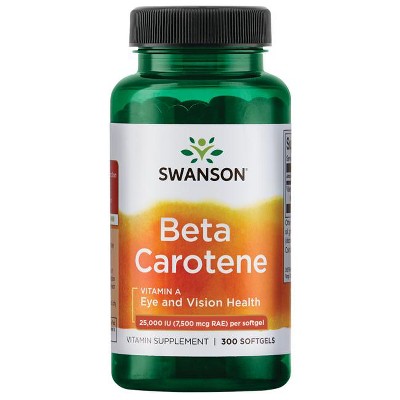 Swanson Beta-Carotene Softgels, 25,000 IU, 300 Count