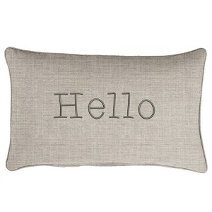 Sunbrella Indoor/Outdoor Hello Embroidered Lumbar Throw Pillow Cast Silver - Sorra Home: Weather-Resistant, Transitional Style - 1 of 4