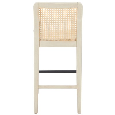Coastal Charm White and Natural Rubberwood Barstool Set