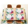 KOVOT Floral Placemat Set of 4 for Indoor or Outdoor Dining | Summer Spring Fall Flower Design 17" x 13" Table Decor | Blue Pink & Red - 2 of 4