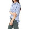 INSPIRE CHIC Women's Striped Button Down Roll-up Long Sleeves Point Collar Shirt - 2 of 4