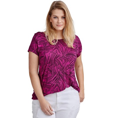 ellos Women's Plus Size Printed Cap Sleeve Tee