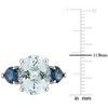 EVERLY JEWELRY | Sterling Silver 5 1/6 CT TGW Ice Aquamarine, London-Blue Topaz and Diamond-Accent 3-Stone Ring - 3 of 4
