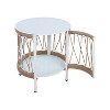 Vynxaria 17.32" Bohemian Outdoor Side Table - Handwoven Rope, Powder-Coated Steel Frame, 5mm Tempered Glass Top,Patio End Table for Drinks/Plants - 3 of 4